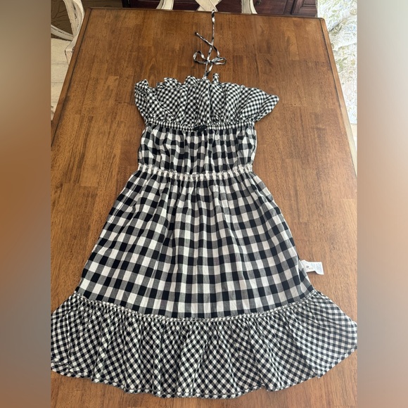 J.Crew Ruffle Halter Dress SZ S Black & White Gingham - Picture 13 of 16